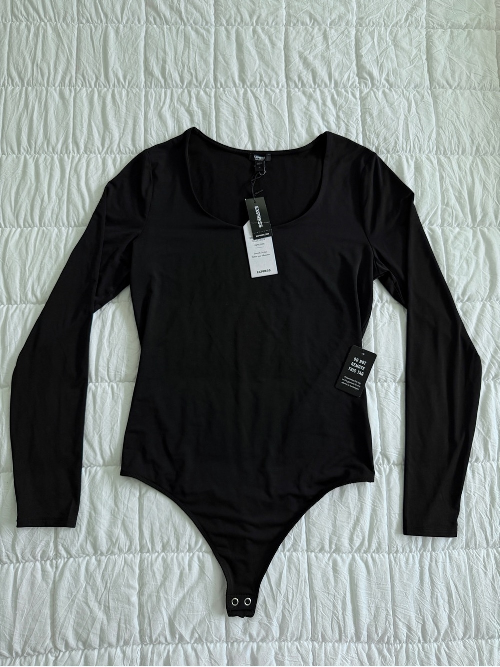 {Express} Black Long Sleeve Scoop Neck Bodysuit | M